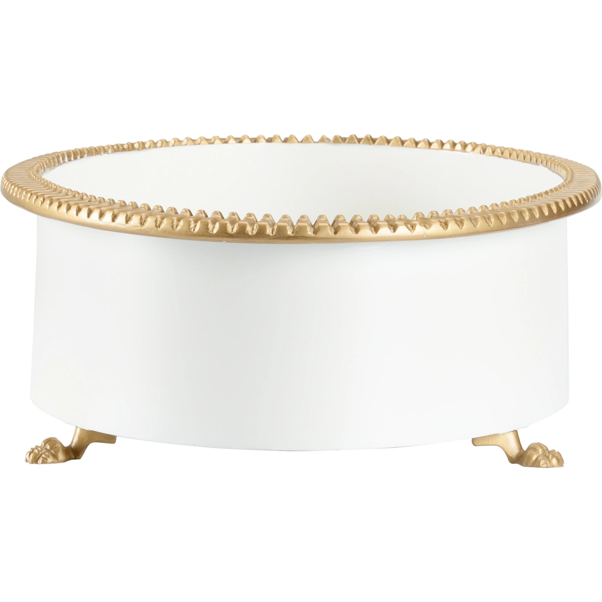 Pie Crust Cachepot by Chelsea House in orange. Made from metal composite in a modern style.