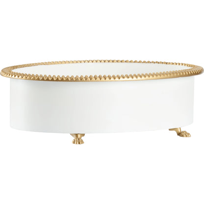 Pie Crust Cachepot by Chelsea House in orange. Made from metal composite in a modern style.