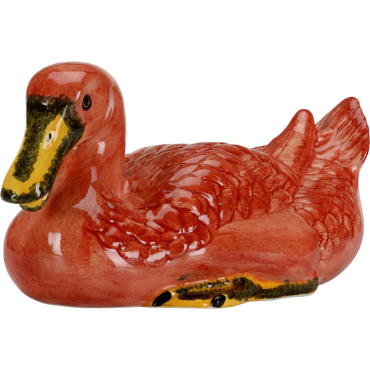 Duck Sculpture by Chelsea House in orange. Made from unique in a transitional style.