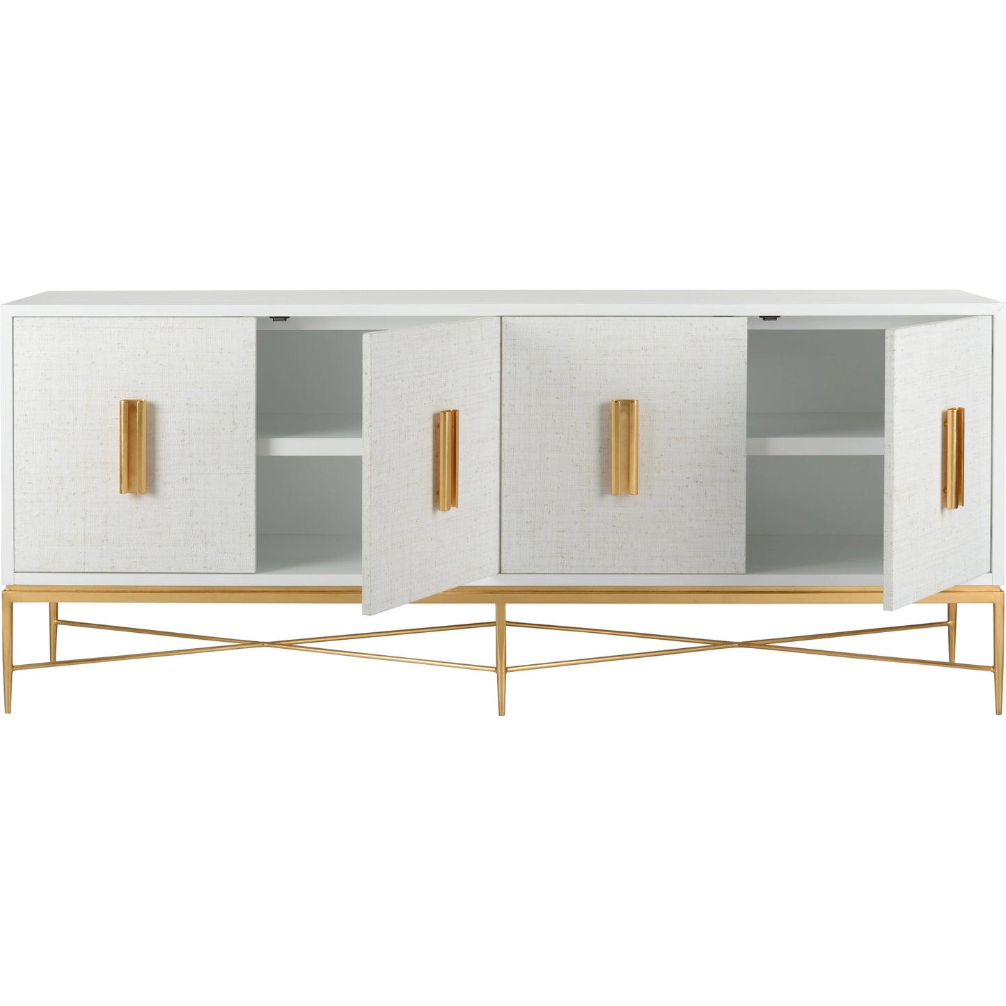 005 SI-2105708 | Additional Silo | Williams Console by Chelsea House in white, antique gold leaf. Made from wood/saguran inlay/metal in a modern style.
