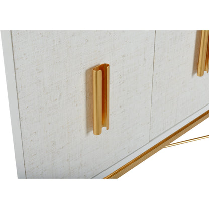 Williams Console by Chelsea House in white, antique gold leaf. Made from wood/saguran inlay/metal in a modern style.