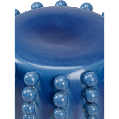 Sea Urchin Garden Stool by Chelsea House in crackled blue glaze. Made from unique in a unique style.