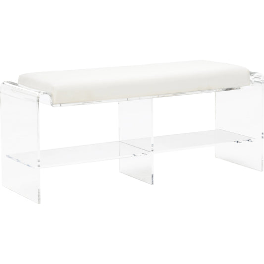 Renee Acrylic Long Bench by Chelsea House in clear, cream. Made from acrylic/fabric in a modern style.
