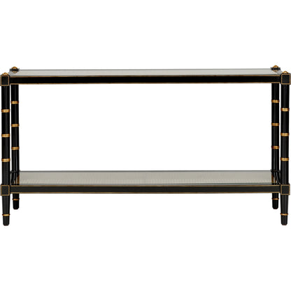 Conner Cane Console by Chelsea House. Made from poplar caned panels, glass top in a coastal style.