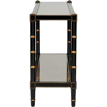 Conner Cane Console by Chelsea House. Made from poplar caned panels, glass top in a coastal style.