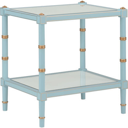 Conner Cane End Table by Chelsea House. Made from poplar caned panels, glass top in a coastal style.