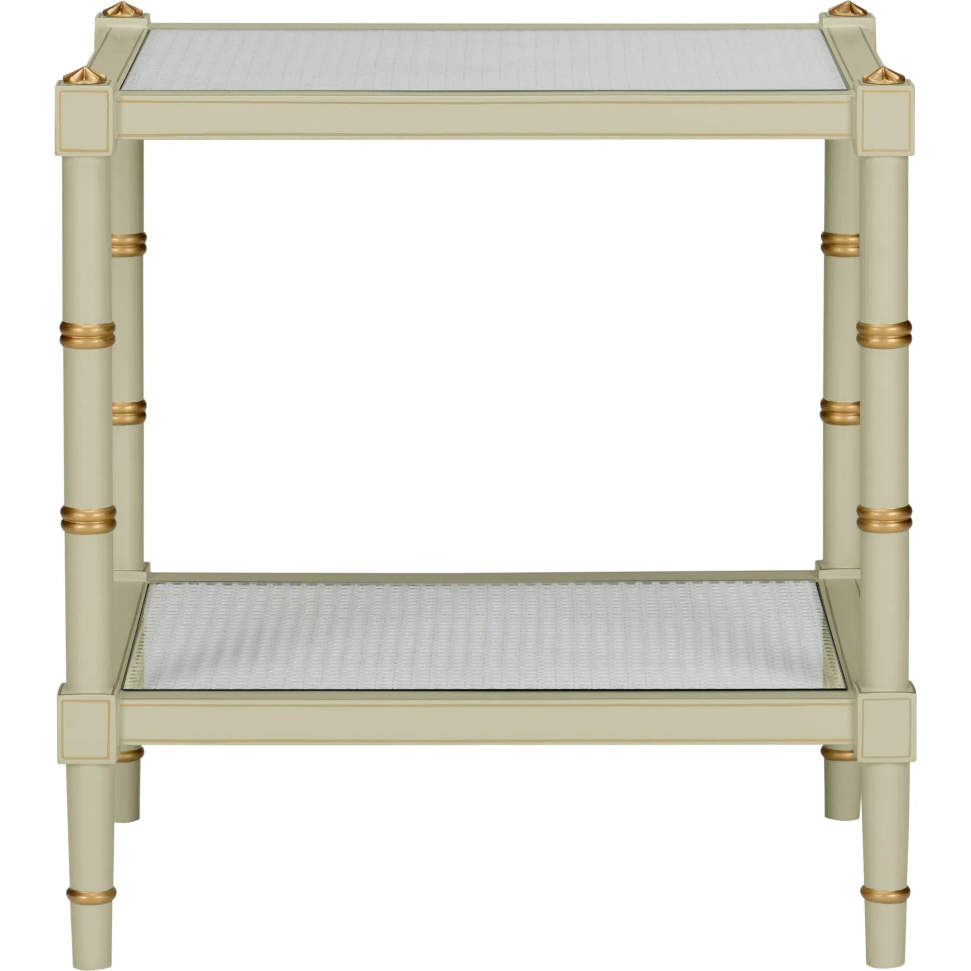 Conner Cane End Table by Chelsea House. Made from poplar caned panels, glass top in a coastal style.