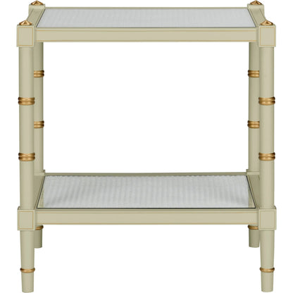 Conner Cane End Table by Chelsea House. Made from poplar caned panels, glass top in a coastal style.
