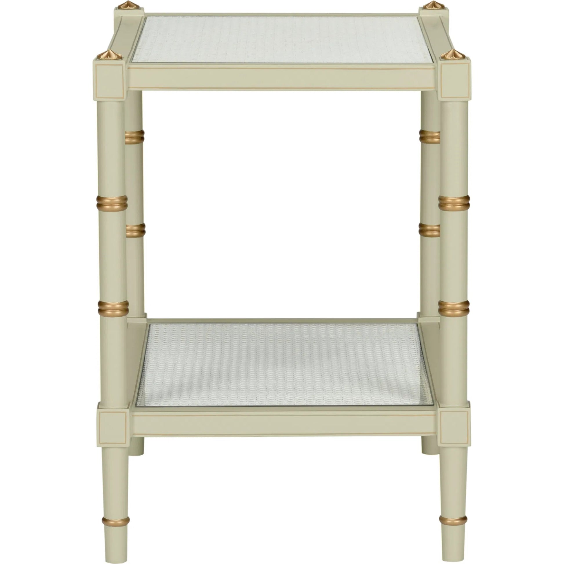Conner Cane End Table by Chelsea House. Made from poplar caned panels, glass top in a coastal style.