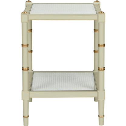 Conner Cane End Table by Chelsea House. Made from poplar caned panels, glass top in a coastal style.