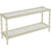 Conner Cane Console by Chelsea House. Made from poplar caned panels, glass top in a coastal style.