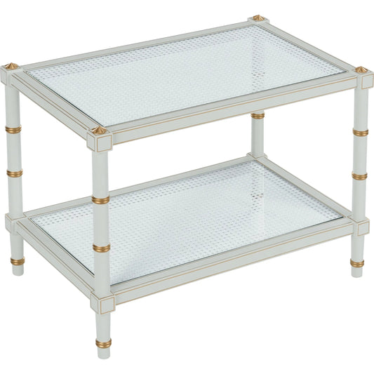 Conner Cane Cocktail Table by Chelsea House. Made from poplar caned panels, glass top in a transitional style.
