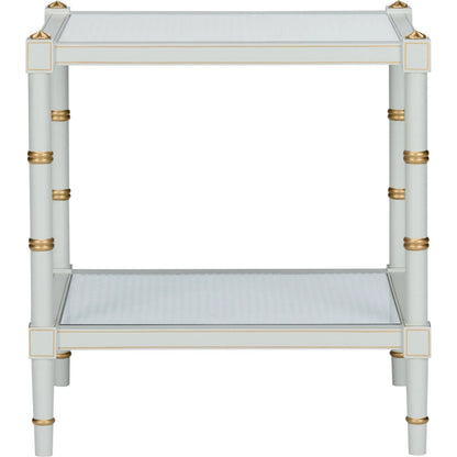 Conner Cane End Table by Chelsea House. Made from poplar caned panels, glass top in a coastal style.