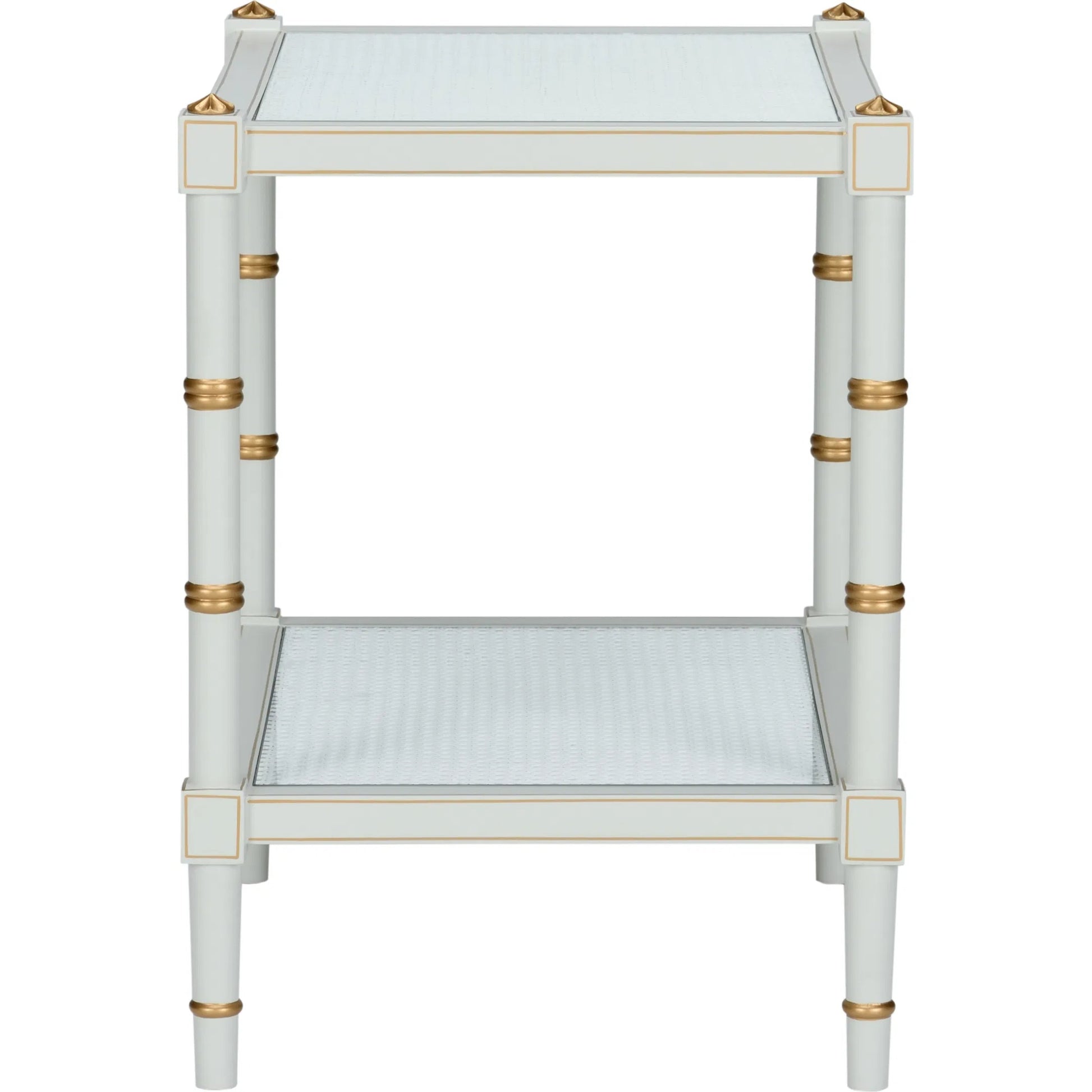 Conner Cane End Table by Chelsea House. Made from poplar caned panels, glass top in a coastal style.