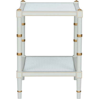 Conner Cane End Table by Chelsea House. Made from poplar caned panels, glass top in a coastal style.