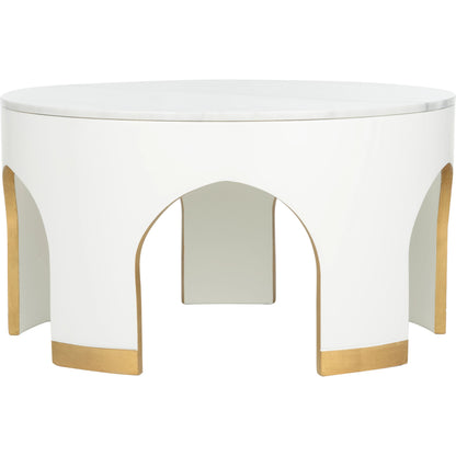 Aqueduct Cocktail Table by Chelsea House in natural white, blue, antique & gold leaf. Made from unique in a modern style.