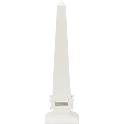 White Neoclassical Obelisk by Chelsea House in matte ivory glaze. Made from unique in a unique style.