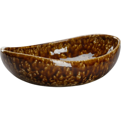 Tortoise Ceramic Bowl by Chelsea House in mottled brown glaze. Made from unique in a modern style.