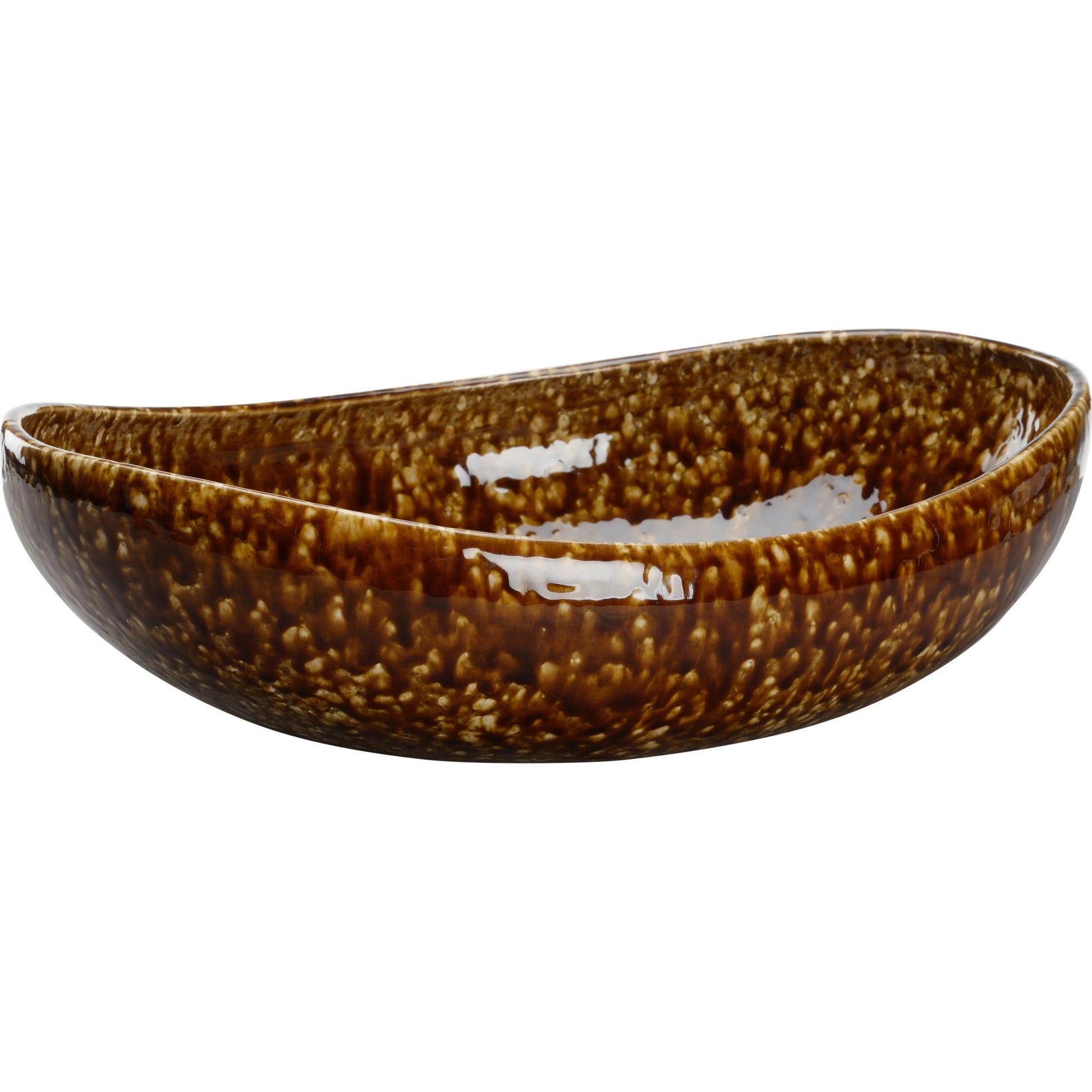 Tortoise Ceramic Bowl by Chelsea House in mottled brown glaze. Made from unique in a modern style.