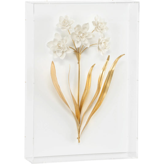 001 SI-2105828 | Primary Silo | Porcelain Flowers - D by Chelsea House in clear, white, gold leaf. Made from unique in a unique style.