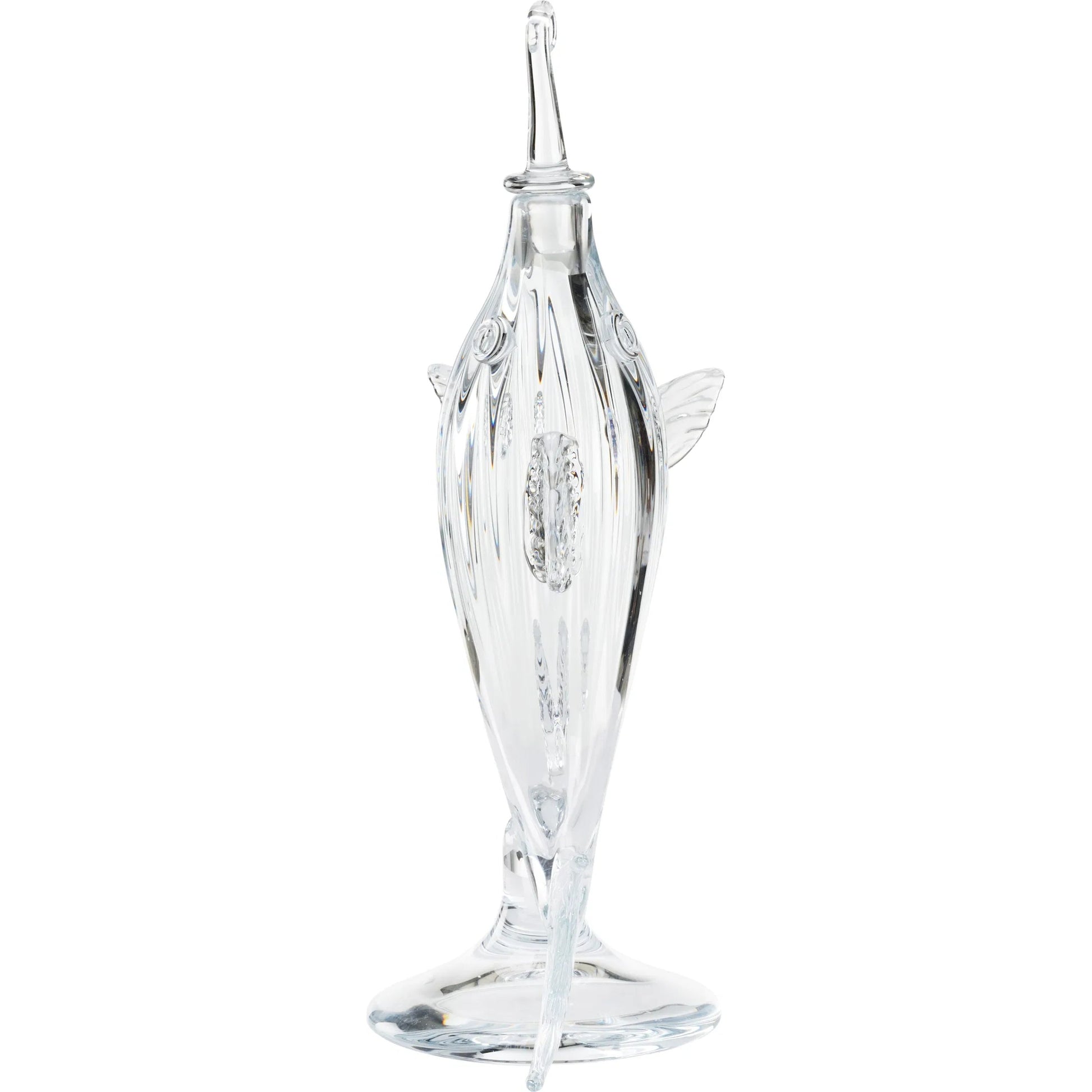 Hand Blown Fish Decanter by Chelsea House in clear. Made from unique in a coastal style.