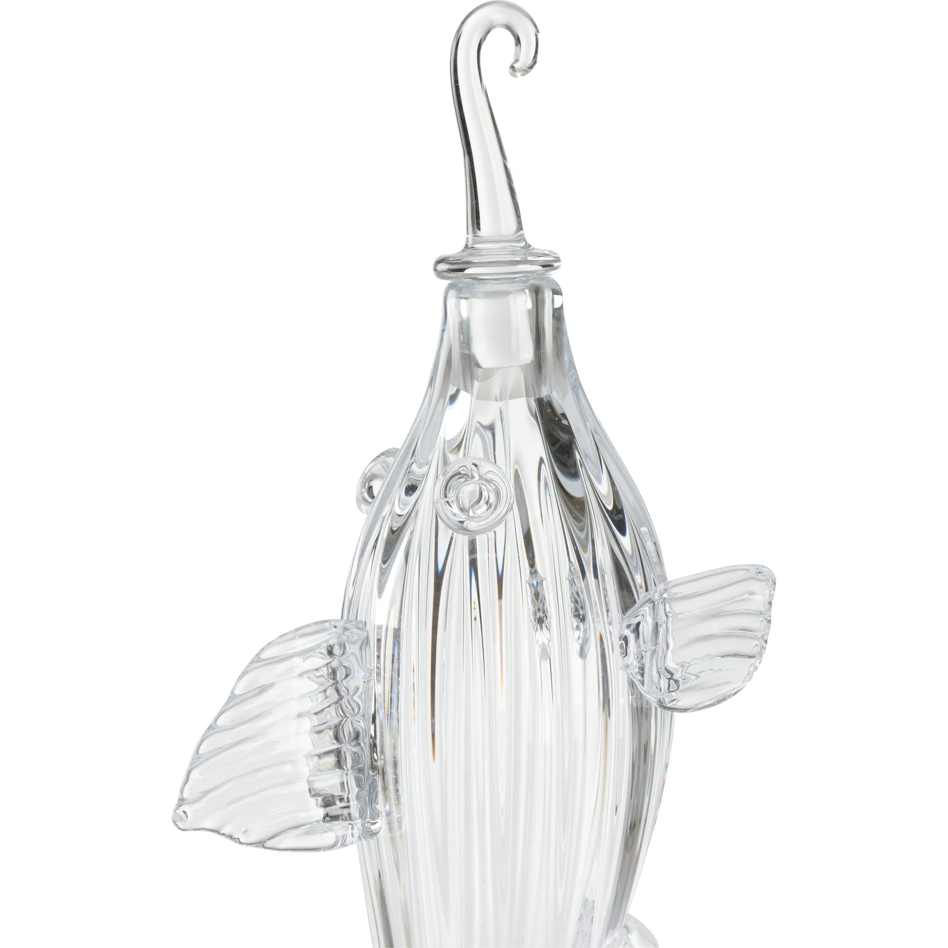 Hand Blown Fish Decanter by Chelsea House in clear. Made from unique in a coastal style.