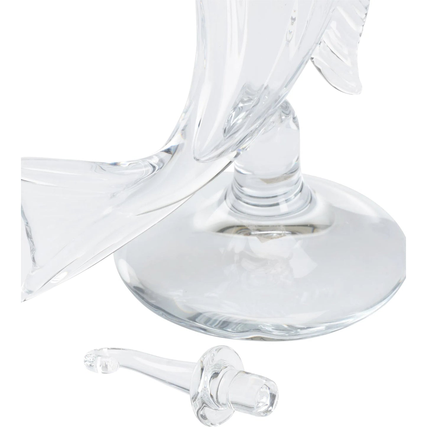 005 SI-2105831 | Closeup | Hand Blown Fish Decanter by Chelsea House in clear. Made from unique in a coastal style.