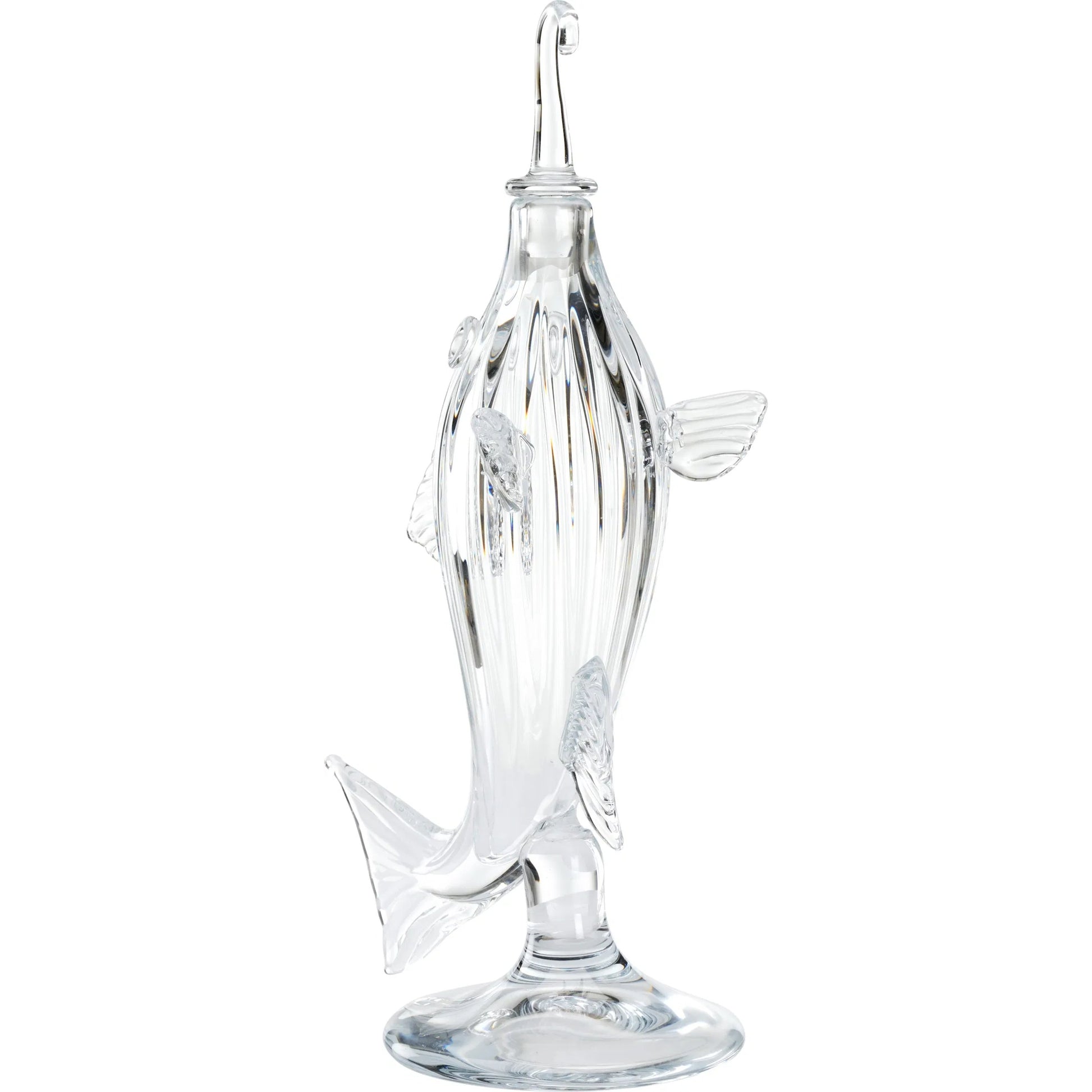 Hand Blown Fish Decanter by Chelsea House in clear. Made from unique in a coastal style.