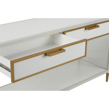 Bobbie Console by Chelsea House in white, antique brass. Made from unique in a modern style.