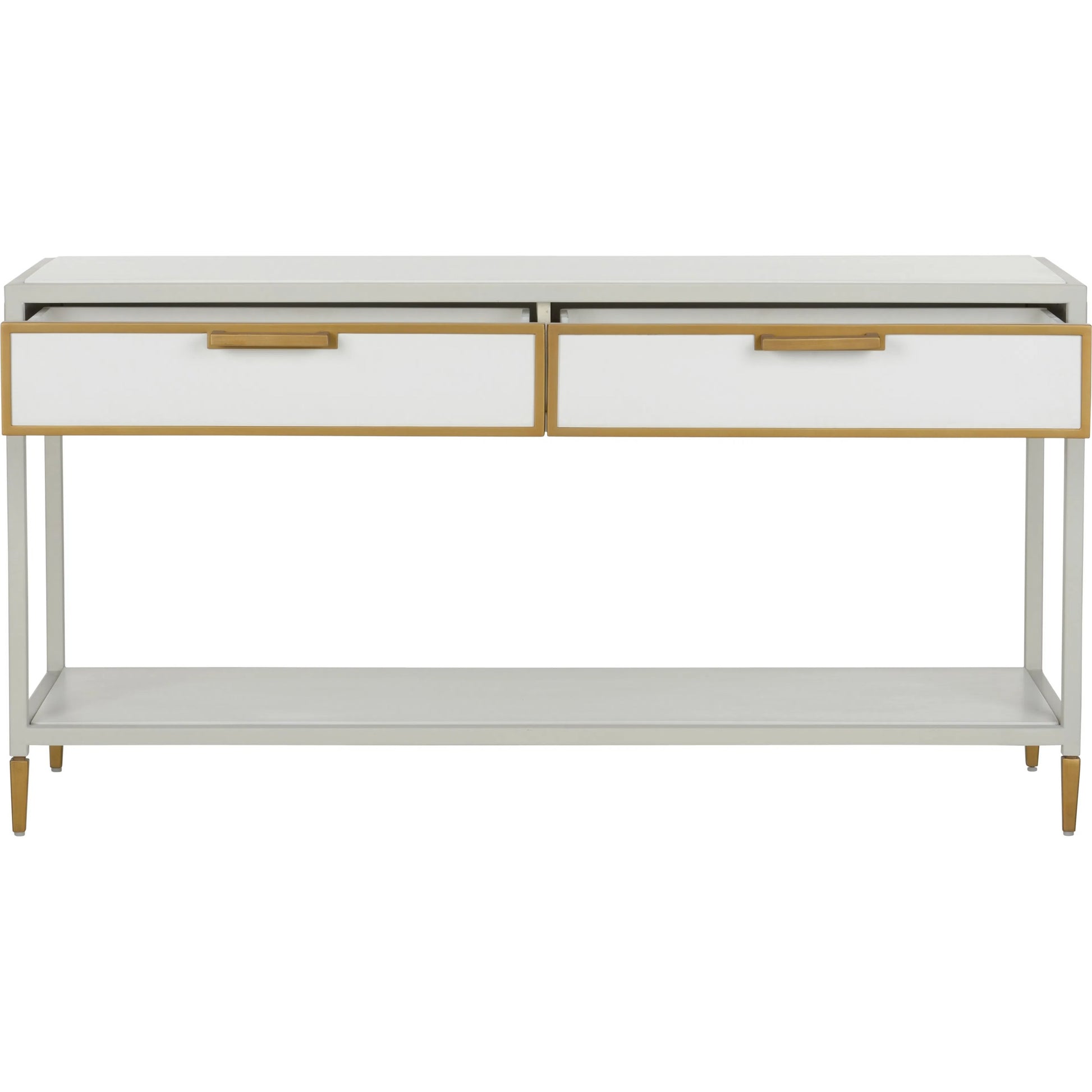 Bobbie Console by Chelsea House in white, antique brass. Made from unique in a modern style.