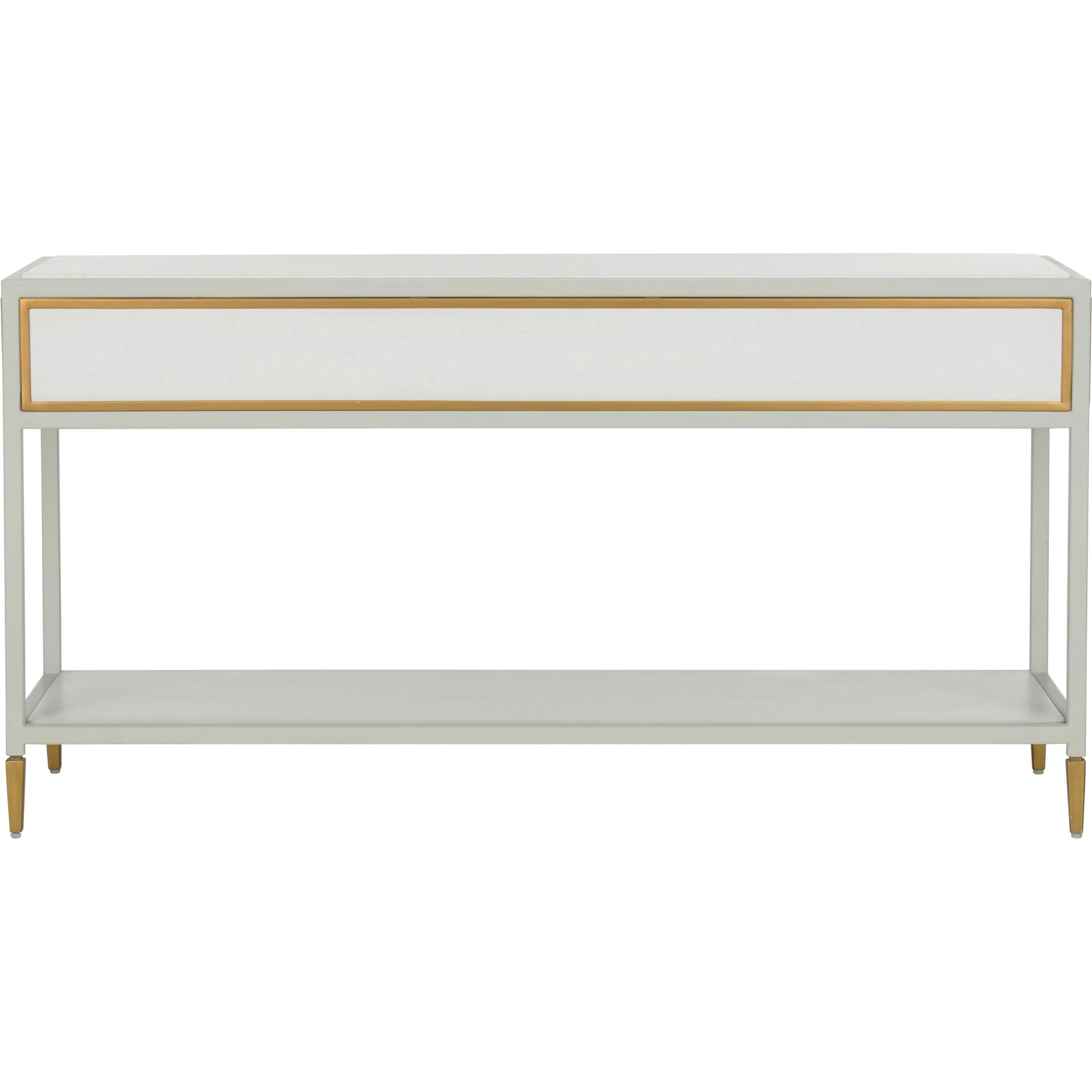 Bobbie Console by Chelsea House in white, antique brass. Made from unique in a modern style.