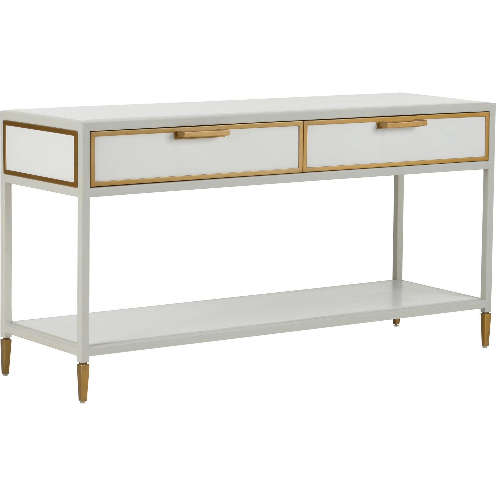 Bobbie Console by Chelsea House in white, antique brass. Made from unique in a modern style.
