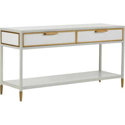 Bobbie Console by Chelsea House in white, antique brass. Made from unique in a modern style.