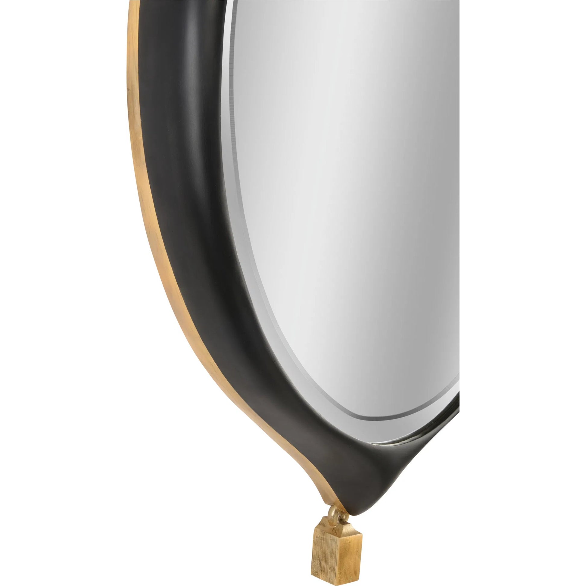 Cabochon Pendant Mirror by Chelsea House in matte black, gold leaf, beveled. Made from unique in a modern style.