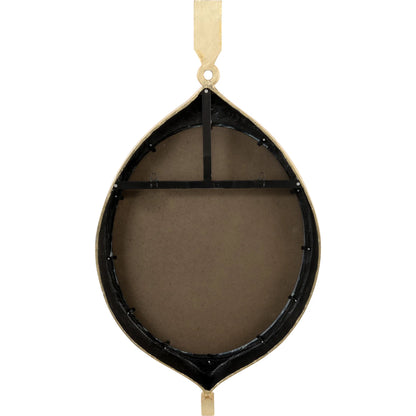 Cabochon Pendant Mirror by Chelsea House in matte black, gold leaf, beveled. Made from unique in a modern style.