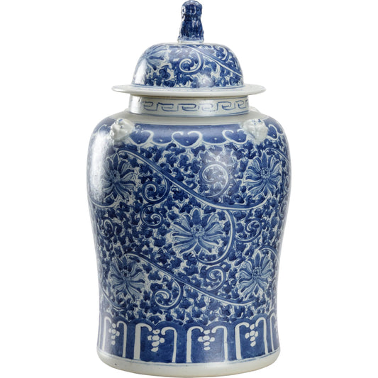 Song Blossom Ginger Jar by Chelsea House in blue, white glaze. Made from unique in a traditional style.