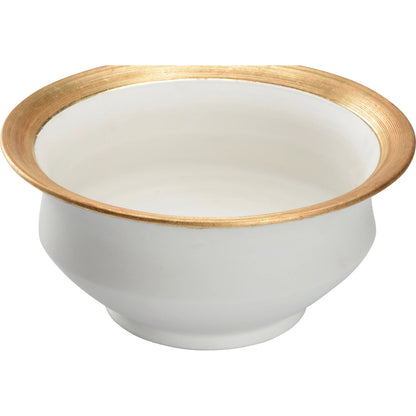 Terrazza Cachepot by Chelsea House in matte white glaze, gold leaf. Made from unique in a modern style.
