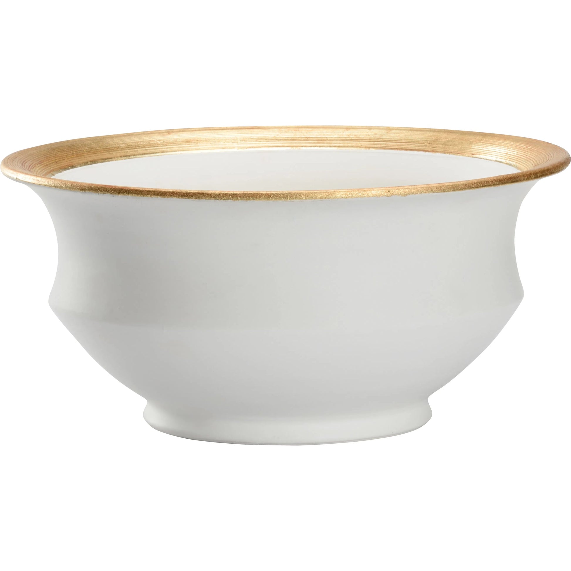 Terrazza Cachepot by Chelsea House in matte white glaze, gold leaf. Made from unique in a modern style.