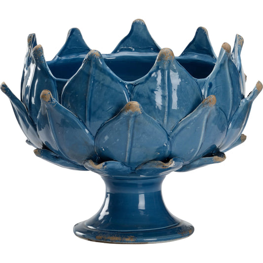 Blue Leaf Vase by Chelsea House in glossy blue glaze. Made from unique in a eclectic & global style.