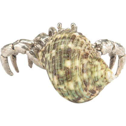 Hermit Crab Paperweight by Chelsea House in silver plated, jade turbo. Made from unique in a coastal style.