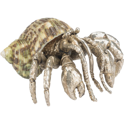 Hermit Crab Paperweight by Chelsea House in silver plated, jade turbo. Made from unique in a coastal style.