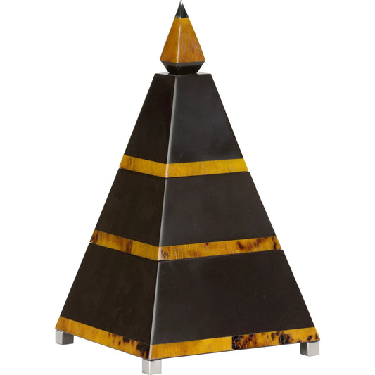 Pyramid Box Decor by Chelsea House in silver plated, tiger pen, brown, cream. Made from unique in a unique style.