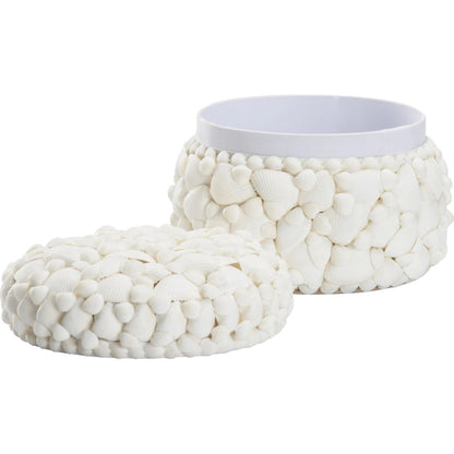 Round White Shell Box by Chelsea House in white. Made from unique in a coastal style.