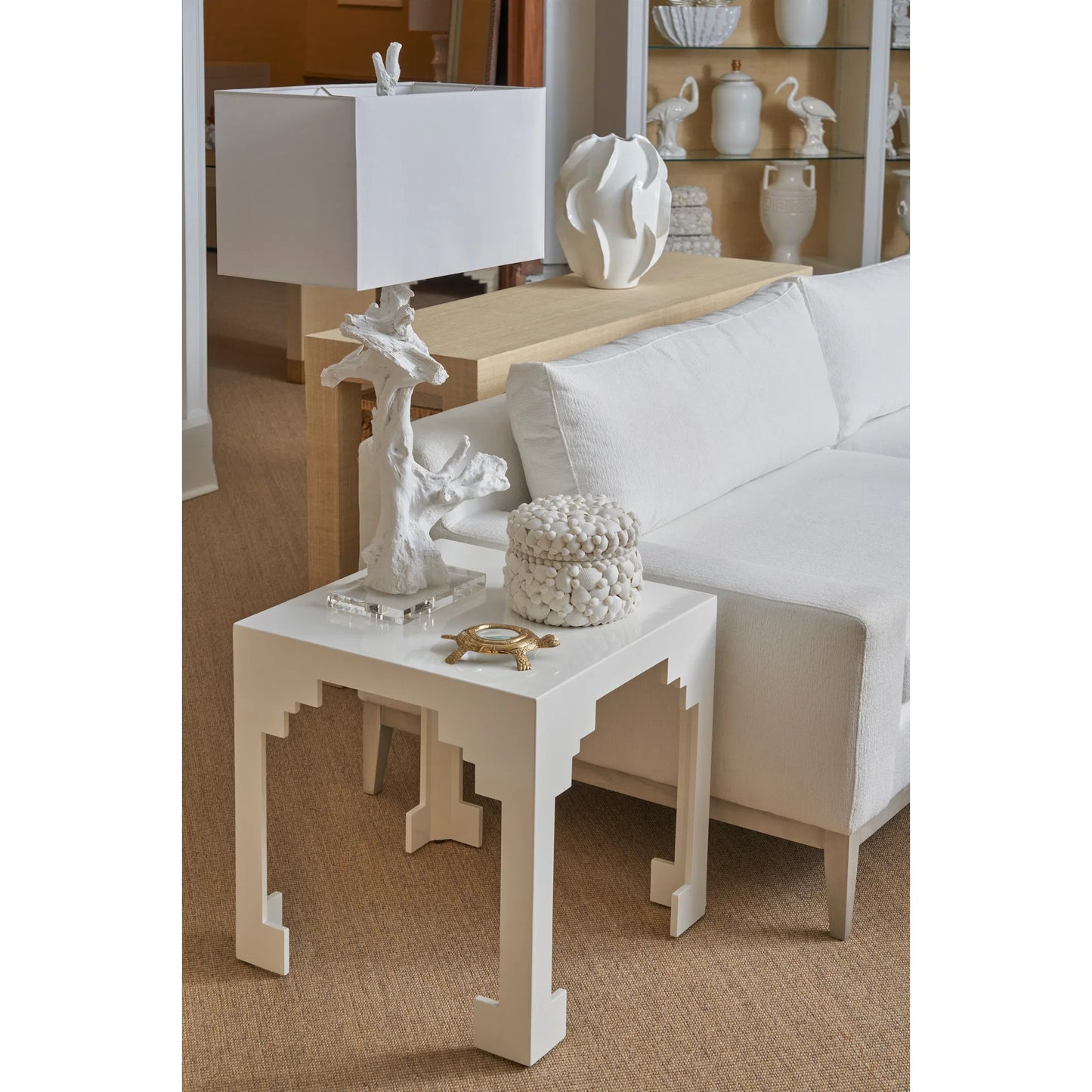 004 SI-2105909 | Lifestyle | Round White Shell Box by Chelsea House in white. Made from unique in a coastal style.
