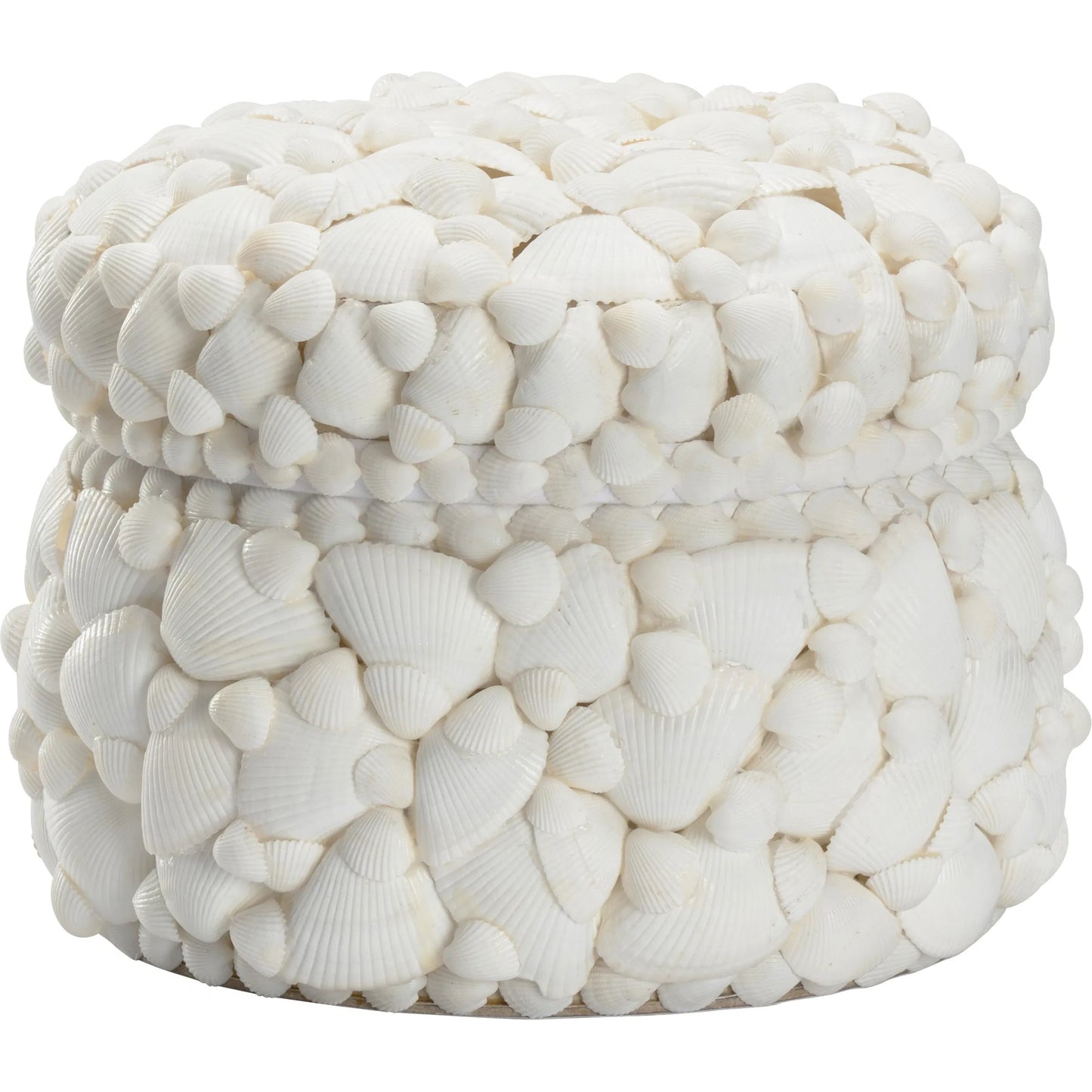 001 SI-2105909 | Primary Silo | Round White Shell Box by Chelsea House in white. Made from unique in a coastal style.