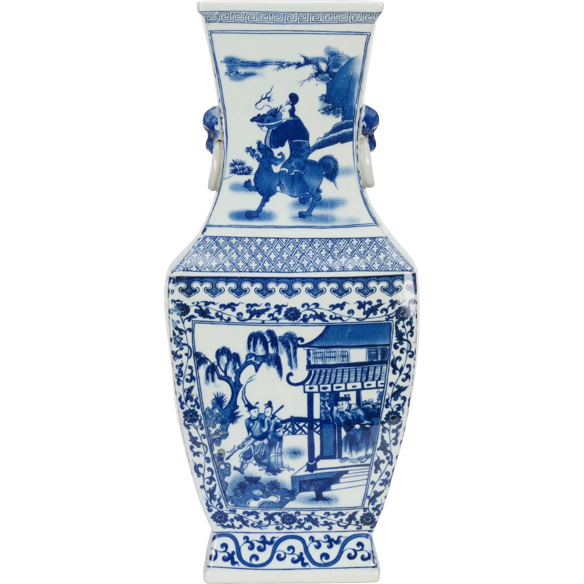 Meiling Dragon Vase by Chelsea House in blue, white glaze. Made from unique in a traditional style.