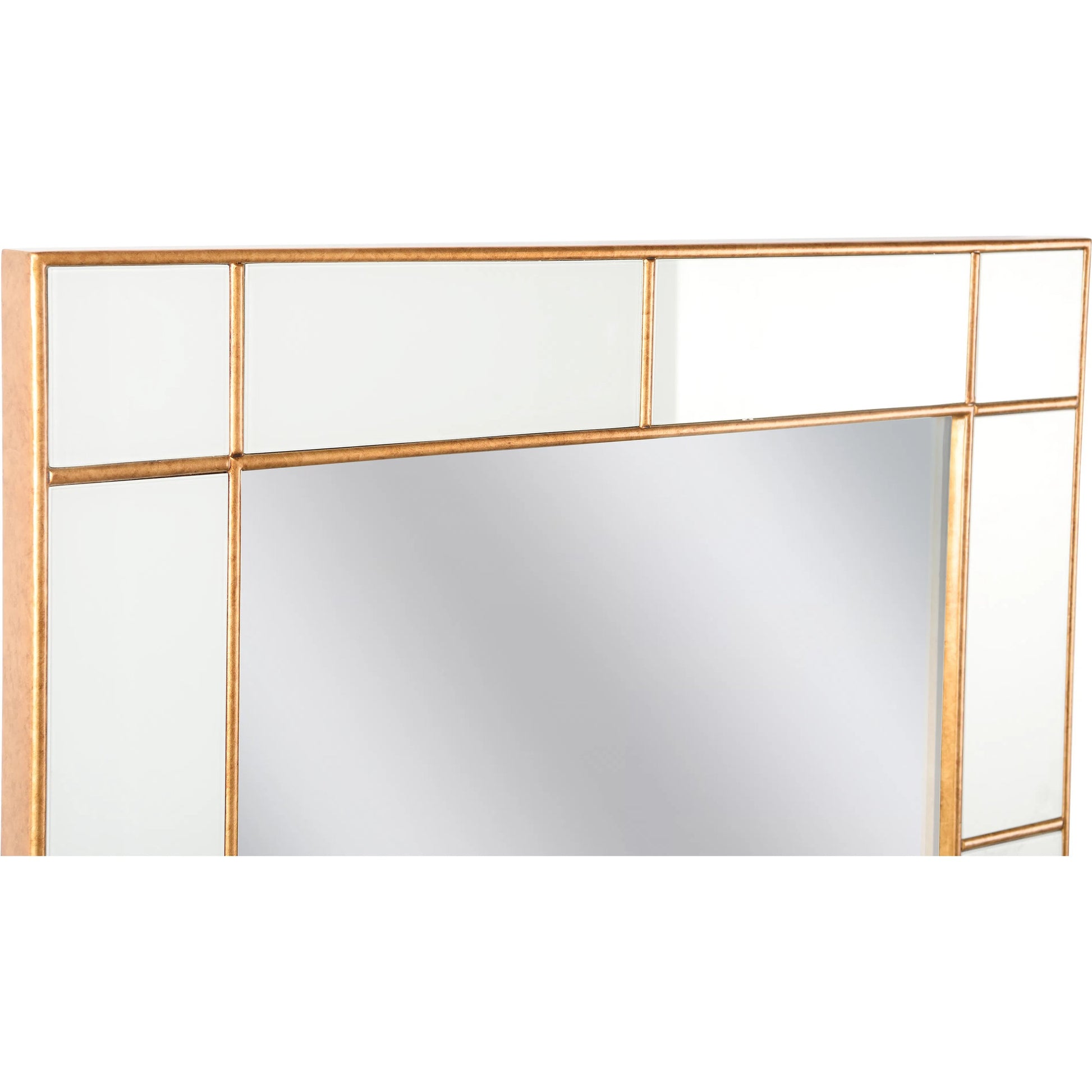 Herman Hesse Mirror by Chelsea House in gold leaf, gray, clear. Made from unique in a transitional style.