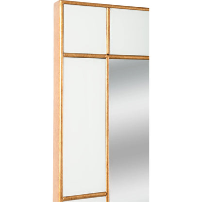 Herman Hesse Mirror by Chelsea House in gold leaf, gray, clear. Made from unique in a transitional style.