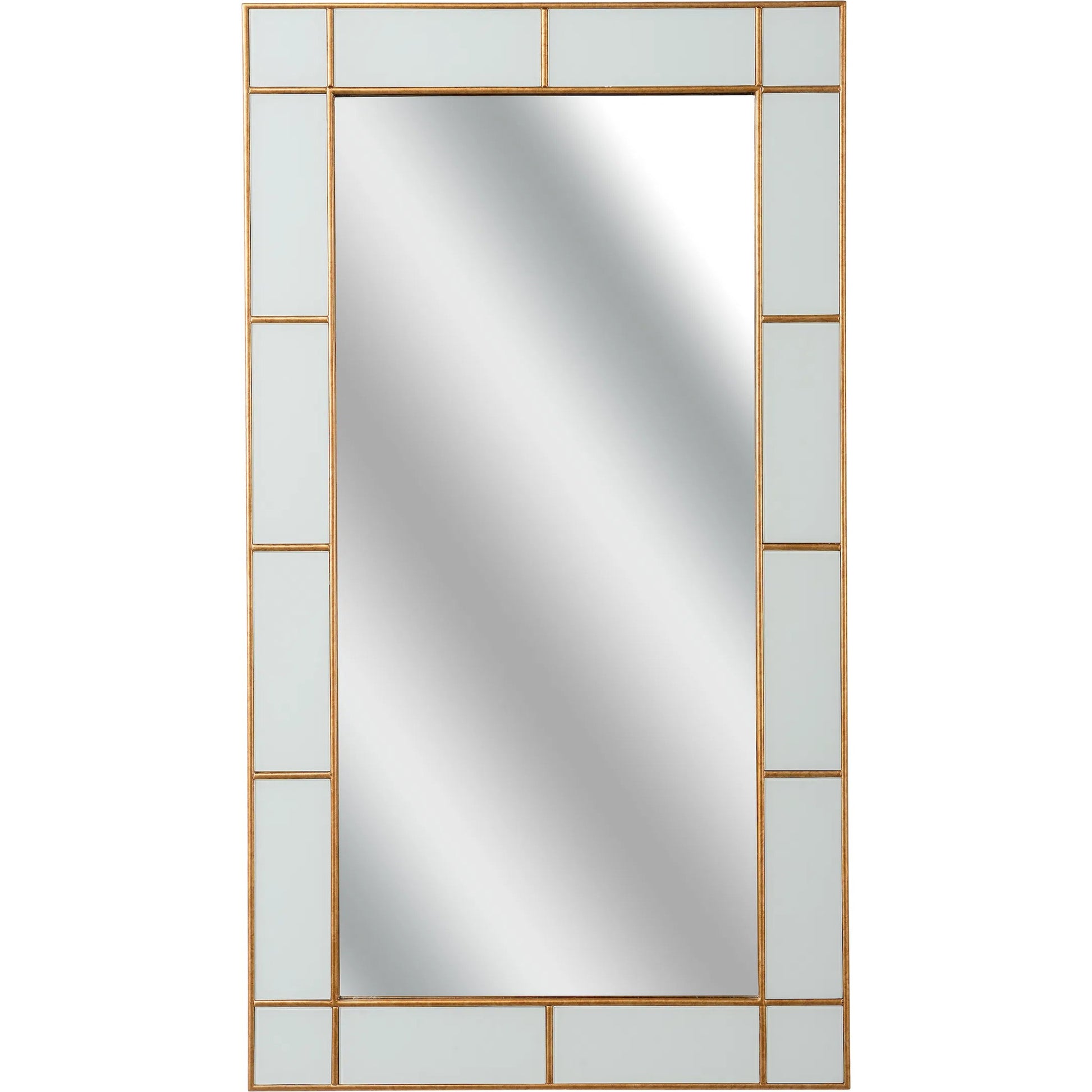 Herman Hesse Mirror by Chelsea House in gold leaf, gray, clear. Made from unique in a transitional style.
