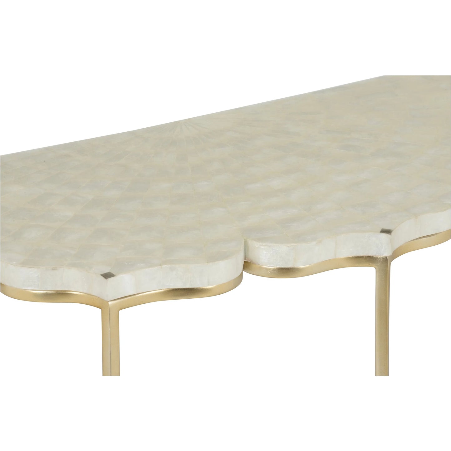 005 SI-2105931 | Closeup | Lotus Flower Console by Chelsea House in gold, natural white. Made from unique in a modern style.